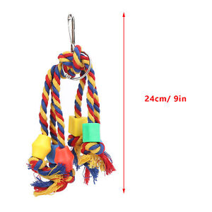 Bird Chewing Toy Colorful Cotton Rope Toy Plastic Beads Bite String For Smal Gsa