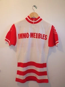 + Maillot de cycliste vintage, tricot acrylique Crylor Rhône Poulenc n°1 + - Foto 1 di 8