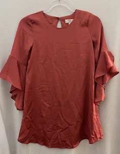GB Mädchen M Kleid orange Etui Rüschenärmel kurz - Bild 1 von 7
