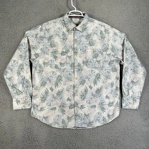 Tommy Bahama Palm Leaves Long Sleeve Shirt Mens L Reverse Hawaiian Tropical - Picture 1 of 9