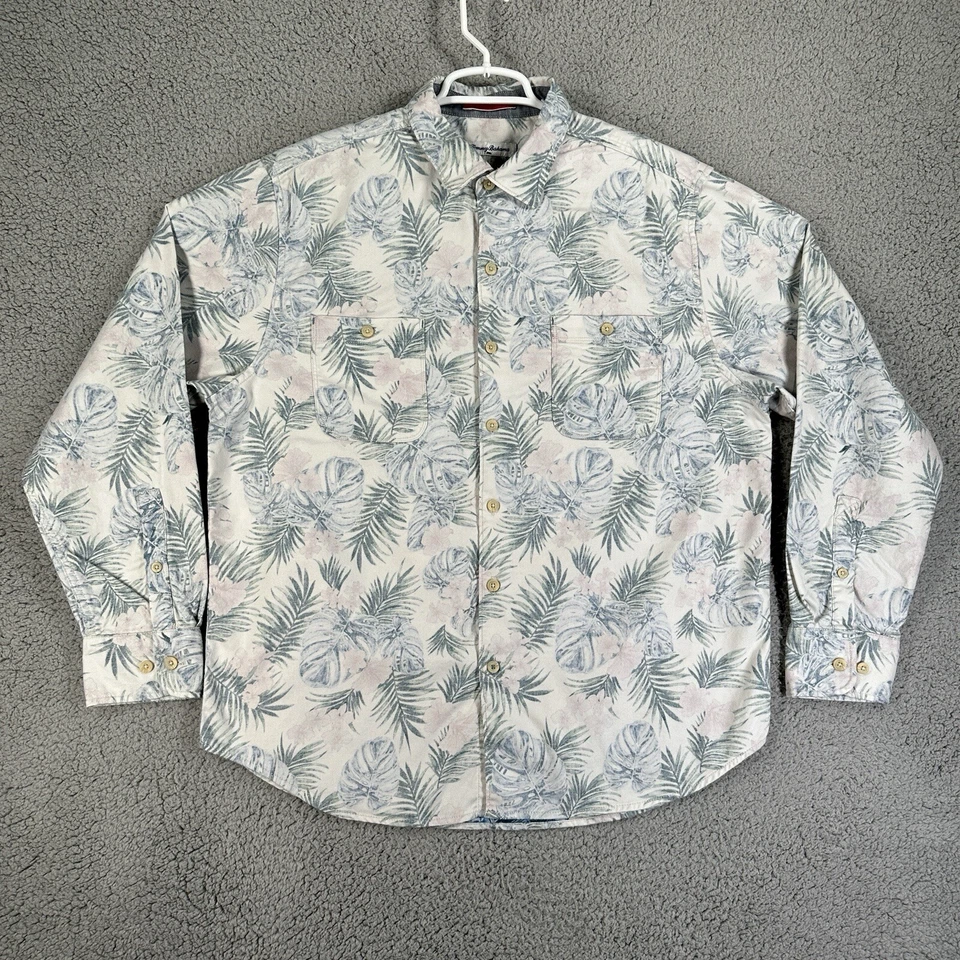 Camisa Tommy Bahama Hojas de Palma Manga Larga Para Hombre L Reverso Hawaiano Tropical Foto 1 de 4