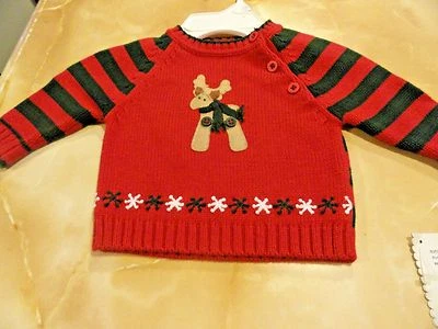 Новый HARTSTRINGS праздничный Рождество праздник свитер оленей 3-6 месяцев рекомендуемая розничная цена производителя $52 - Изображение 1 из 4