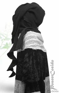 PoCo DeSiGn LAGENLOOK Capuchon schwarz Kuschel Fleece Kapuzen-Schal - Bild 1 von 9