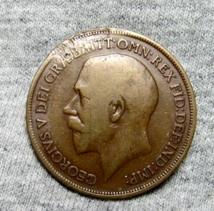 1914 Great Britain One Penny GEORGIVS V DEI GRA: BRITT: OMN: REX Nice ERROR Coin - Picture 1 of 4