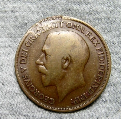 1914 Great Britain One Penny GEORGIVS V DEI GRA: BRITT: OMN: REX Nice ERROR Coin - Image 1 of 4