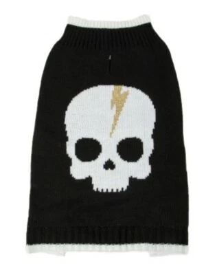 Vibrant Life Halloween Sweater Black/White Skull Novelty Dog Sweater Varied SZS - Image 1 of 4