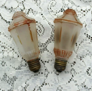 Two Authentic Antique Fancy 6 Sided Standard Lightbulbs One Works - Picture 1 of 7