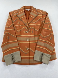 Coldwater Creek Women's Size 10P Orange Button-Up Embroidered Blazer Jacket - Picture 1 of 12