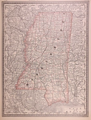 Mapa 1881 ~ Mississippi ~ Envío y devolución gratuitos - (11x15)-#1 Foto 1 de 2