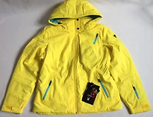 Spyder Womens 14 $500 Radiant Jacket Taxi Yellow/Splash Winter Hooded Ski 134030 - Picture 1 of 9