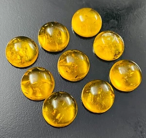 Top quality Synthetic Yellow Amber Cabochon Round Calibrated Gemstone 3mm-15mm - Picture 1 of 10