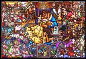 Disney 1000 pcs Jigsaw Puzzle Beauty and the Beast Stained Glass Art 20 × 29 in" - Picture 1 of 5