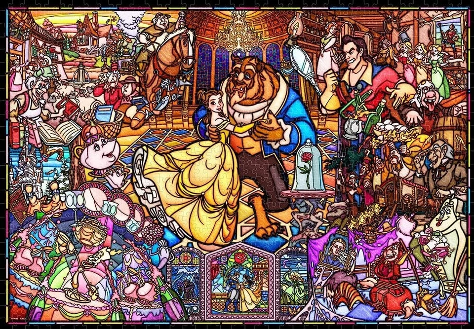 Tenyo Disney Beauty and The Beast Stained Glass 456pcs Jigsaw Puzzle 18 5x55 5cm