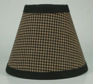 Country Black Mini Check Fabric Chandelier Candle Lampshade Lamp Shade - Picture 1 of 7