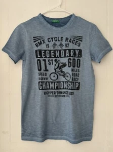 Mint Benetton BMX Dirt Bike Garment Dyed Graphic T Shirt 2XL XXL 160 11-12 yrs - Picture 1 of 3