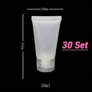 30 ml Frosted Clear Plastic Portable Travel Squeeze Toiletry Bottles (30 pcs) - Picture 1 of 5