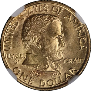1922 Grant Commem Gold $1 NGC MS65 Superb Eye Appeal Strong Strike - Picture 1 of 4