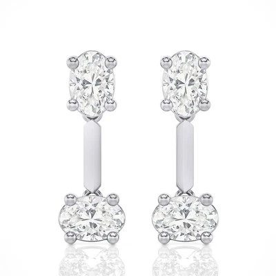 Lab Grown 1.0Ct Diamond Drop Earrings in 14K Rose Gold (VS1, F-G) - Image 1 of 4