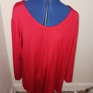 Hearts Of Palm Blouse Shirt Festive Size 2X Red Gold Bead Metallic - Picture 1 of 15