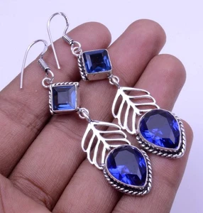 Iolite Gemstone Silver Plated Dangle Earring Size 1.5 To 2 R132 - Picture 1 of 4