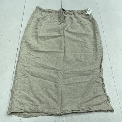 Gap Beige Drawstring Linen Blend MIDI Skirt Women's Petite Size Large New - Image 1 of 4