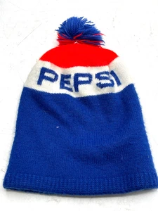 Vintage Pepsi Red White Blue Pom Beanie Hat G.R. Owls Defunct Hockey C.M. Punk - Picture 1 of 7