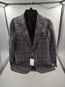NUOVO blazer cappotto sportivo Jack Victor blu a quadri misto lana - taglia 38R (#F1-C1) - Foto 1 di 7