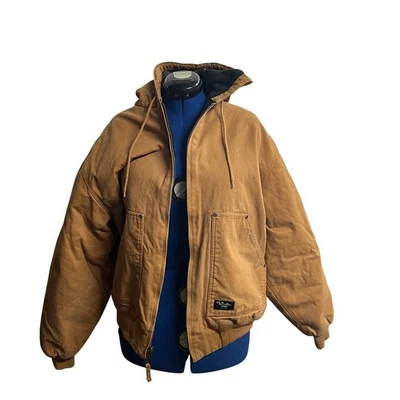 Walls Work Wear Men's Tan Insulated Hooded Duck Canvas Chore Work Jacket 42-44 L - Image 1 of 4
