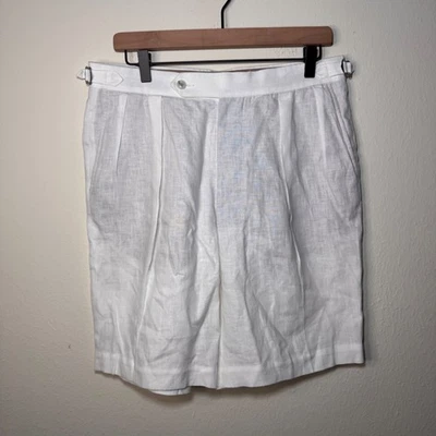 Pantalones Cortos Suit Supply Mira de Lino Irlandés Para Hombre Talla 48 Blanco Clásico Resort Prep Foto 1 de 4