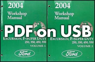 Ford F-Super Duty 2004 manual de taller USB F-250 350-550 camioneta de servicio de excursión  Foto 1 de 4