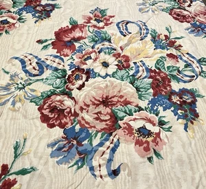 House N Home Vintage Chintz Fabric Cottage Flowers & Ribbons 7+ Yds  1988 - Picture 1 of 11