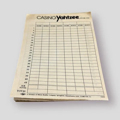Almohadilla de puntuación Casino Yahtzee piezas de repuesto vintage 1986 Foto 1 de 4
