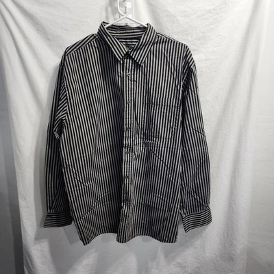 Camisa de vestir Covington Easy Care XL 46-48 negra y gris a rayas manga larga Foto 1 de 4