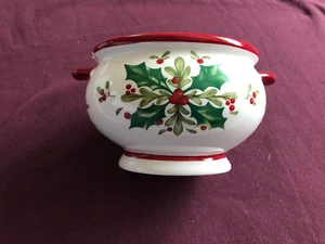 * Urlaub Poinsetta Keramik Oval Blumentopf/Schüssel 4 Zoll groß & 6 Zoll Oval. - Bild 1 von 2