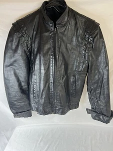 vintage 80s women's leather jacket Bomber - Picture 1 of 14