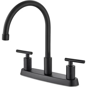 Matte Black RV Kitchen Sink Faucet 2 Handle 3 Hole 8 Inch Centerset Mixer Tap - Picture 1 of 9