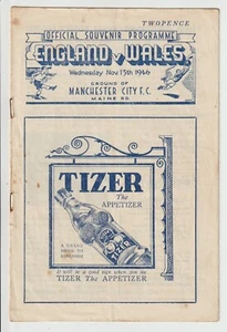 England V Wales 1946 @ Manchester City - Rare Programme - Picture 1 of 3