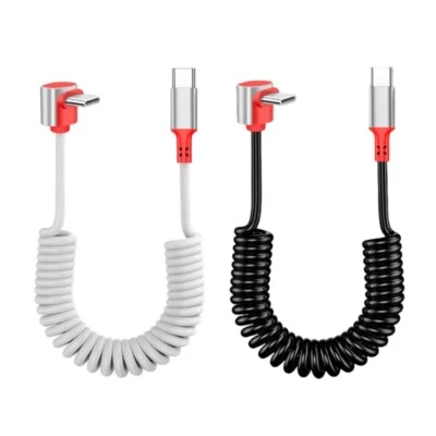 Cable USB C retráctil de carga rápida de 100 W flexible en espiral punta flexible seguro - Imagen 1 de 4