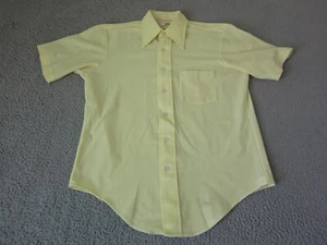 Vintage Arrow Shirt Adult 15 Medium Yellow 70s Big Collar Disco Mens Polyester - Picture 1 of 13