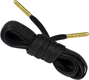 Loop King Laces 1 Pair Luxury Flat Waxed Shoe Laces with Gold Tips - Picture 1 of 31