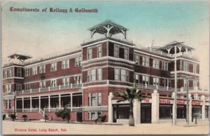 LONG BEACH, Kalifornien HANDGEFÄRBTE Postkarte RIVIERA HOTEL Straßenansicht / um 1900 - Bild 1 von 2