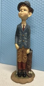 "Estatua de resina de golfista de colección de 11"" de alto joven delgada cabeza roja hombre con abrigo deportivo" - Imagen 1 de 5