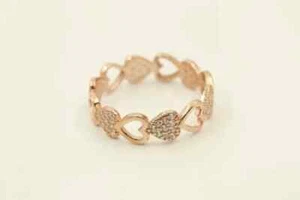 1.50Ct Round Cut Simulated Diamond Heart Shape Band Ring In 14k Rose Gold Plated - Picture 1 of 6