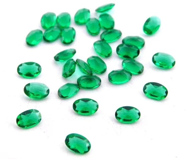 Lab Grown Zambia Emerald 50 Pieces 4x6mm Oval Faceted For Making Jewelry - Image 1 of 1