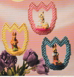 Spring Tulips Window Decor -3-1/2"x4" - 7 count pc - Plastic Canvas Pattern ONLY - Picture 1 of 2