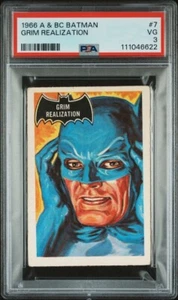 Original 1966 Topps Batman Black Bat Trading Card #7 GRIM REALIZATION PSA 3 - Picture 1 of 2