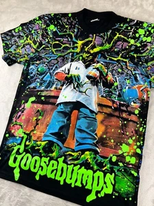 Goosebumps Stay Out Of The Basement Splatter AOP T-Shirt Size LARGE R.L. Stine - Picture 1 of 10