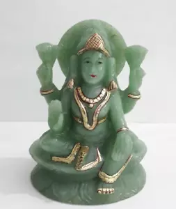 Estatua de piedra aventurina ídolo religioso de la diosa Lakshmi tallada a mano de 5 pulgadas - Imagen 1 de 6