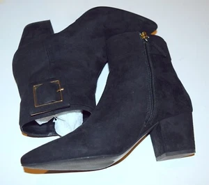 New Womens Mango Ankle Buckle Black Boots Booties Eu 40 US 10 - Picture 1 of 5