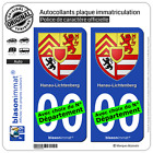 2 Stickers Autocollant Plaque Immatriculation Auto  Hanau Lichtenberg Armoiries